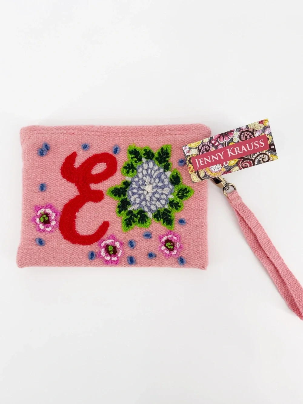 New Jenny Krauss Embroidered Clutch “E”